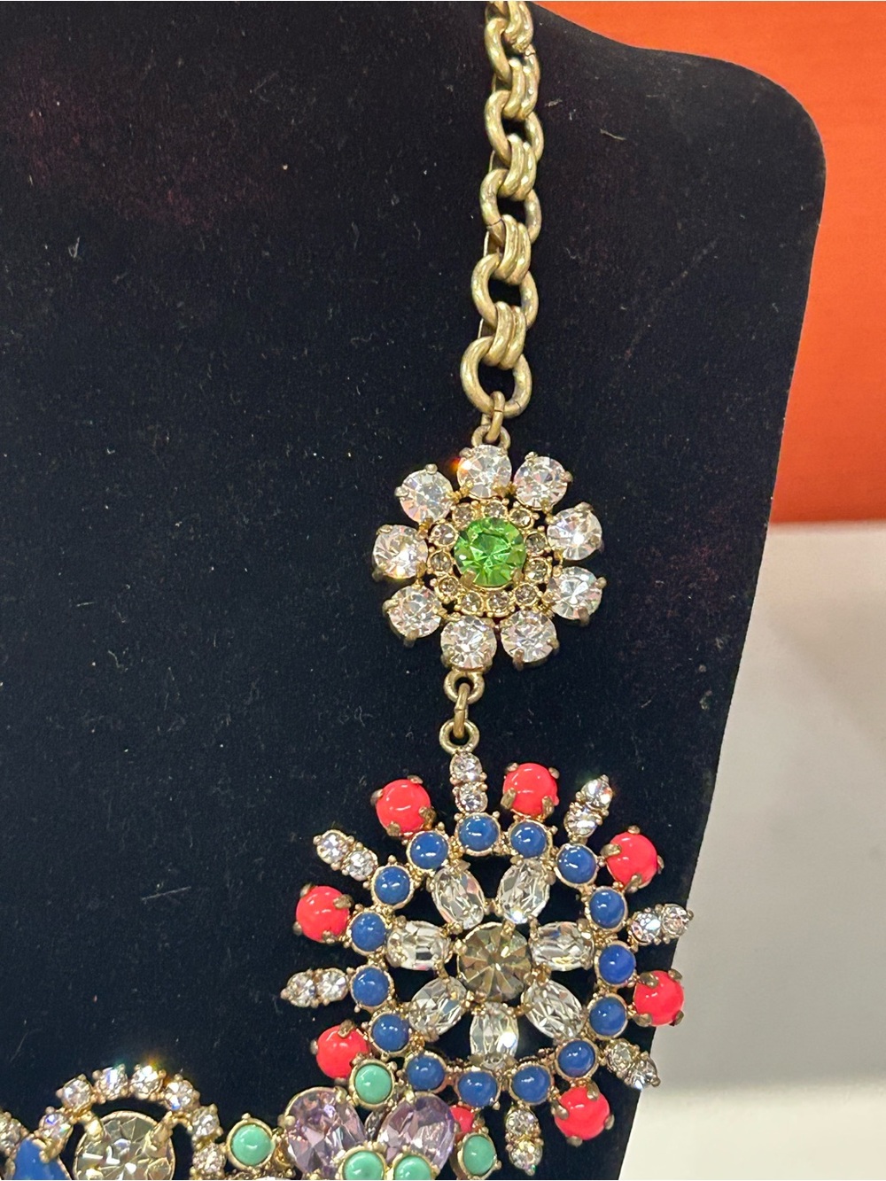 J. Crew floral lattice crystal statement necklace - Picture 4 of 7